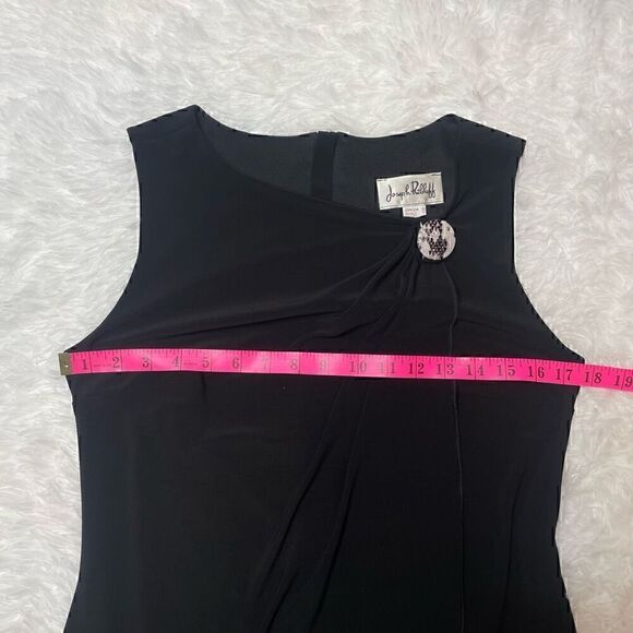 Joseph Ribkoff Black Dress Button Sleeveless Short Mini Size 10 Faux Wrap Stretc - Picture 9 of 12